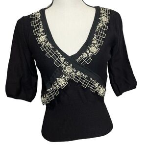 Field Flower Woman’s Floral Lace Knitted Sweater Sz M